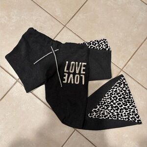 Victorias Secret Pink Black Love Print Joggers with Leopard Detail